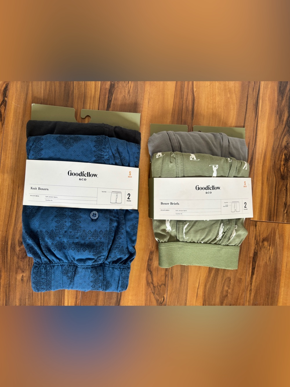 4 men’s Goodfellow & Co. boxer briefs and knit boxers golf bandana size S 30/31